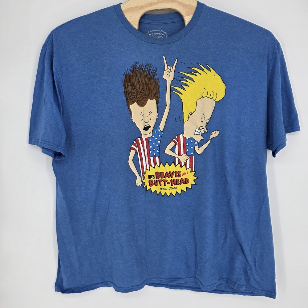 BEAVIS AND BUTT HEAD Mens T-SHIRT 3XL Blue MTV Shirt Mike Judge Great Cornholio